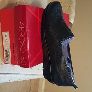 Black leather casual shoe with memory Foam